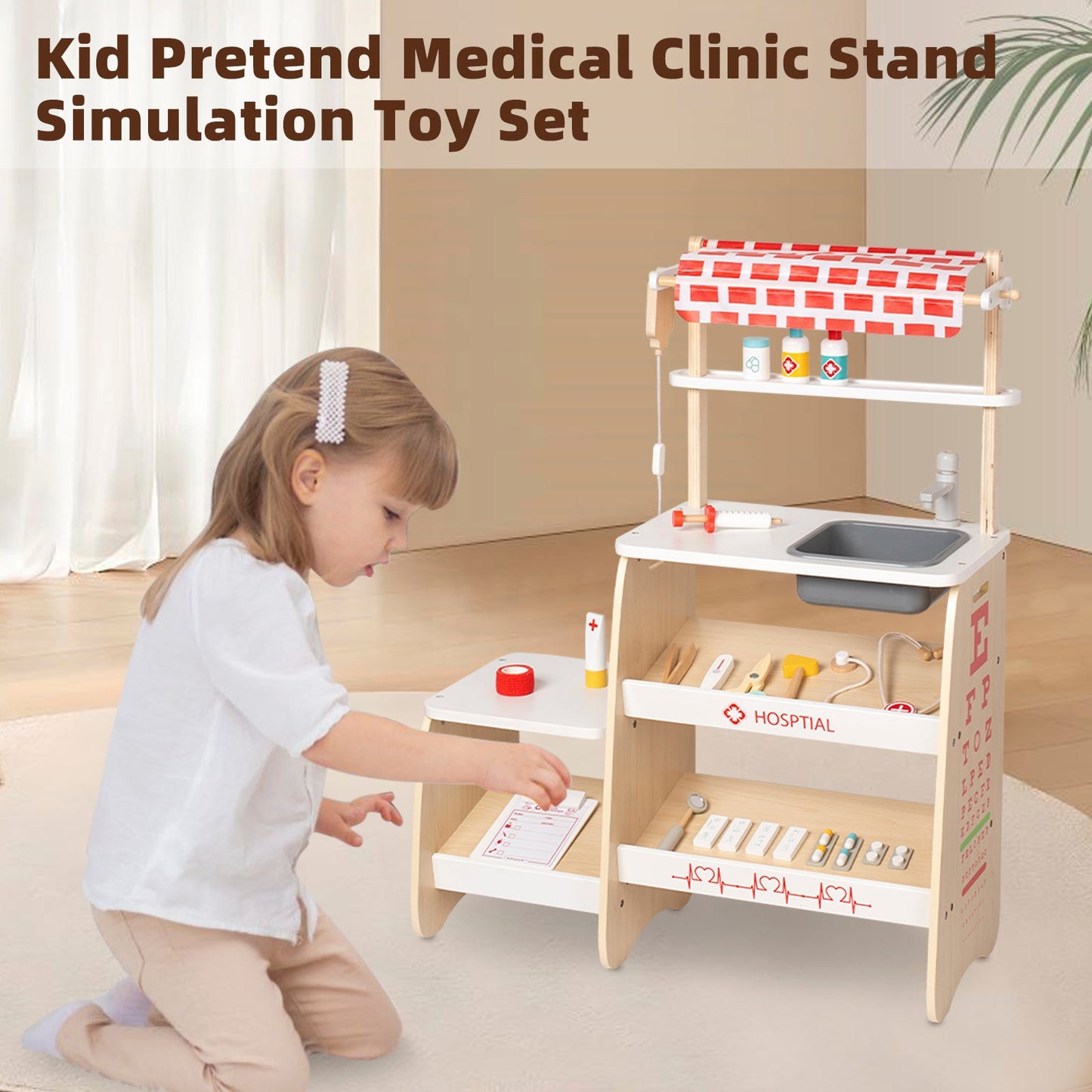 Simulazione di clinica medica per bambini con 22 accessori, set di giocattoli per bambini dai 3 anni in su
