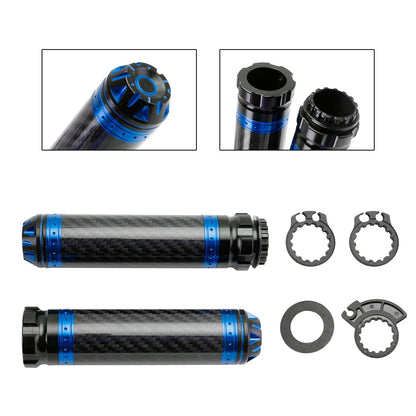 Manopole per manubrio moto da 7/8""/22 mm in carbonio, universali, verdi, per moto, argento