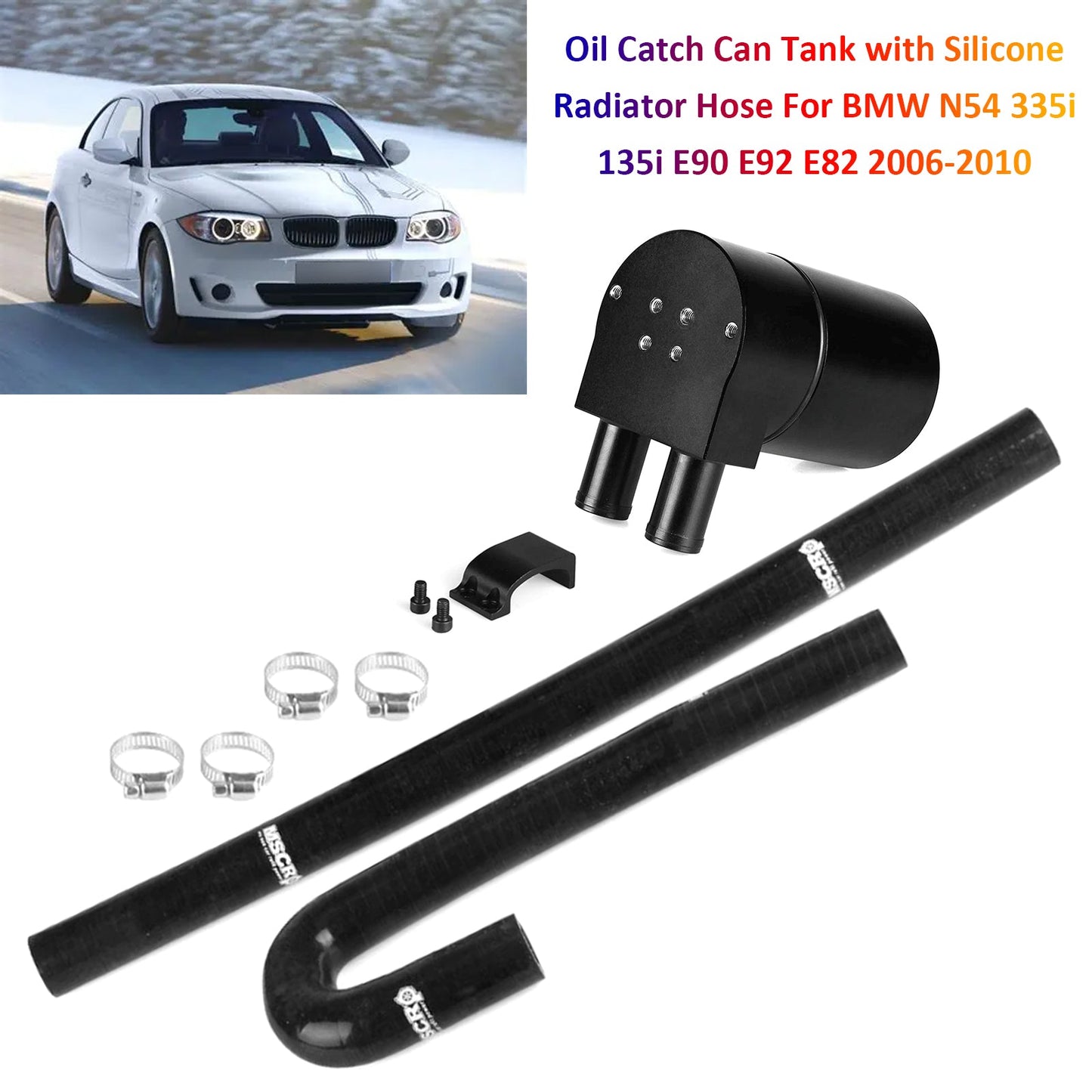 Serbatoio di raccolta dell'olio con tubo flessibile del radiatore in silicone per BMW N54 335i E90 2006-2010