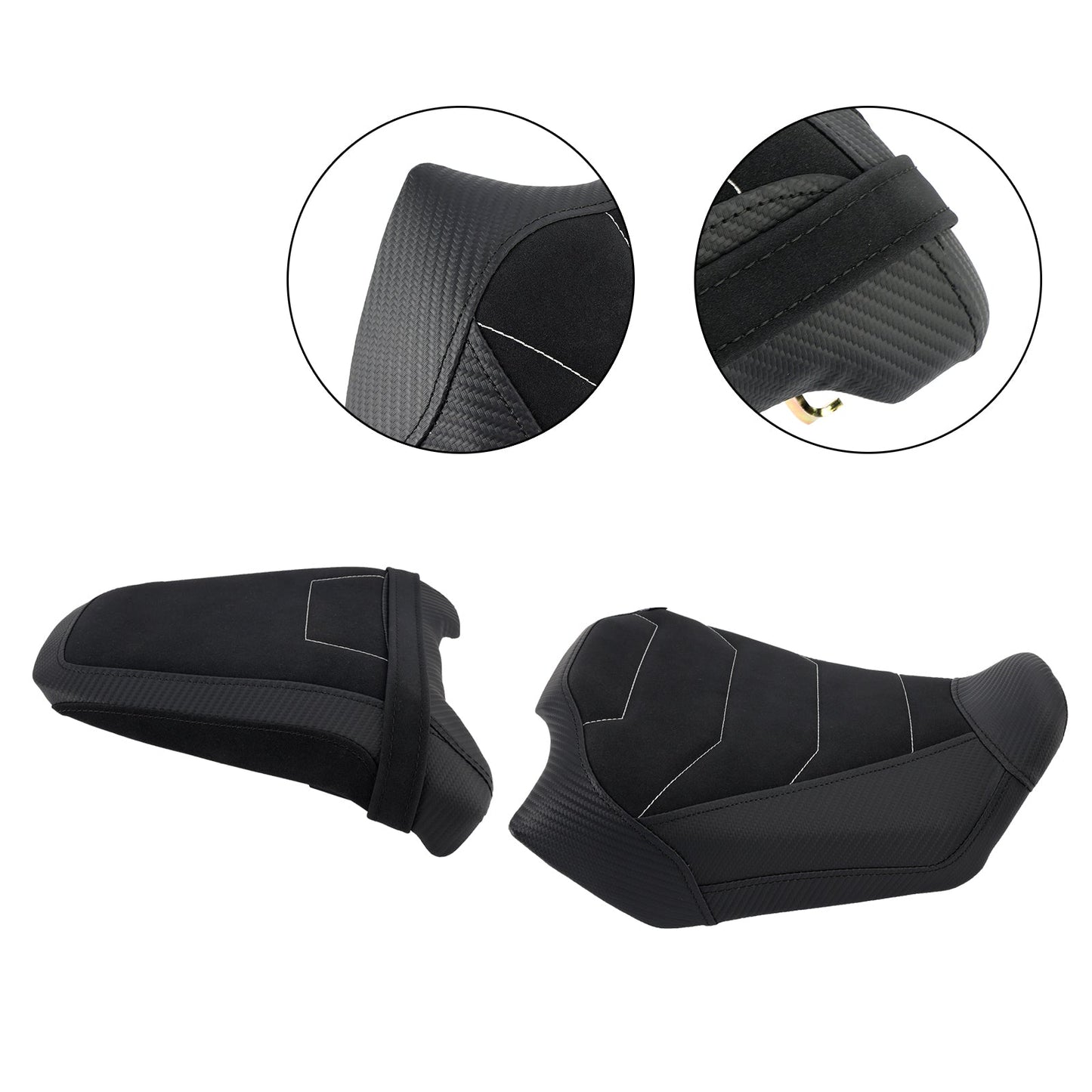 Kit sella conducente e passeggero 2024-2025 per Honda CB650R CBR650R, cuscino posteriore nero.