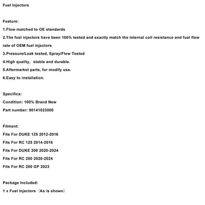90141023000 Iniettori di carburante adatti per DUKE RC 125 200 2014-2024