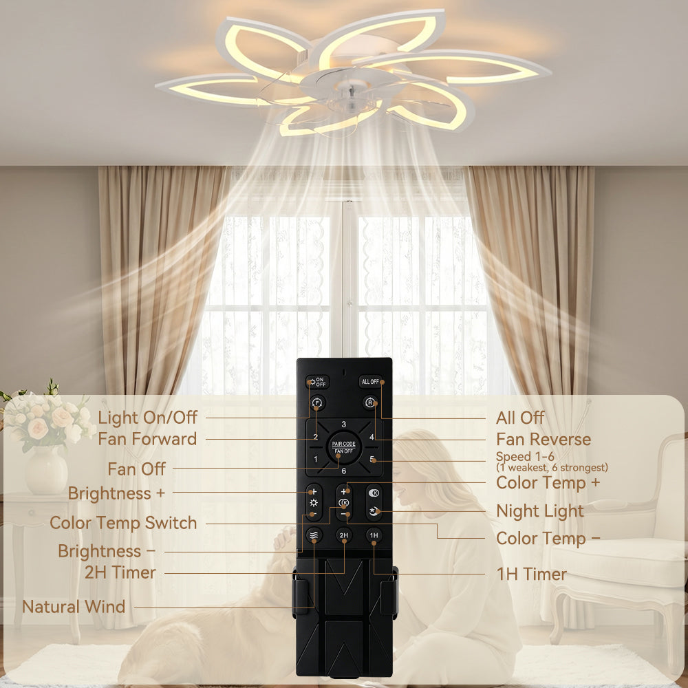 Con illuminazione e telecomando silenzioso Ventilatore da soffitto con LED
