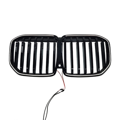 Griglia paraurti anteriore a linea singola nera con LED per BMW X7 G07 2023-2026