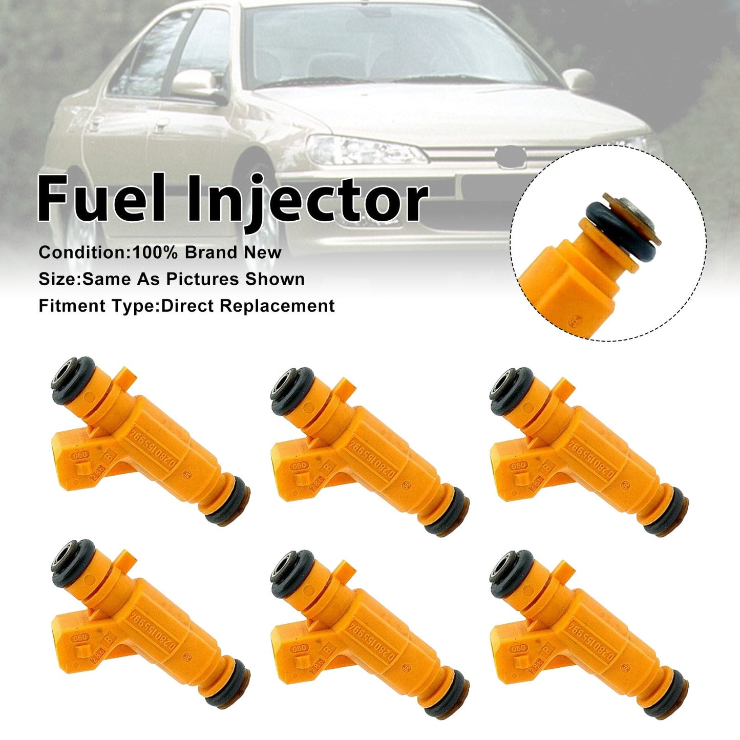 6 iniettori di carburante per Peugeot 607 e Renault Clio II 2000-02 0280155994