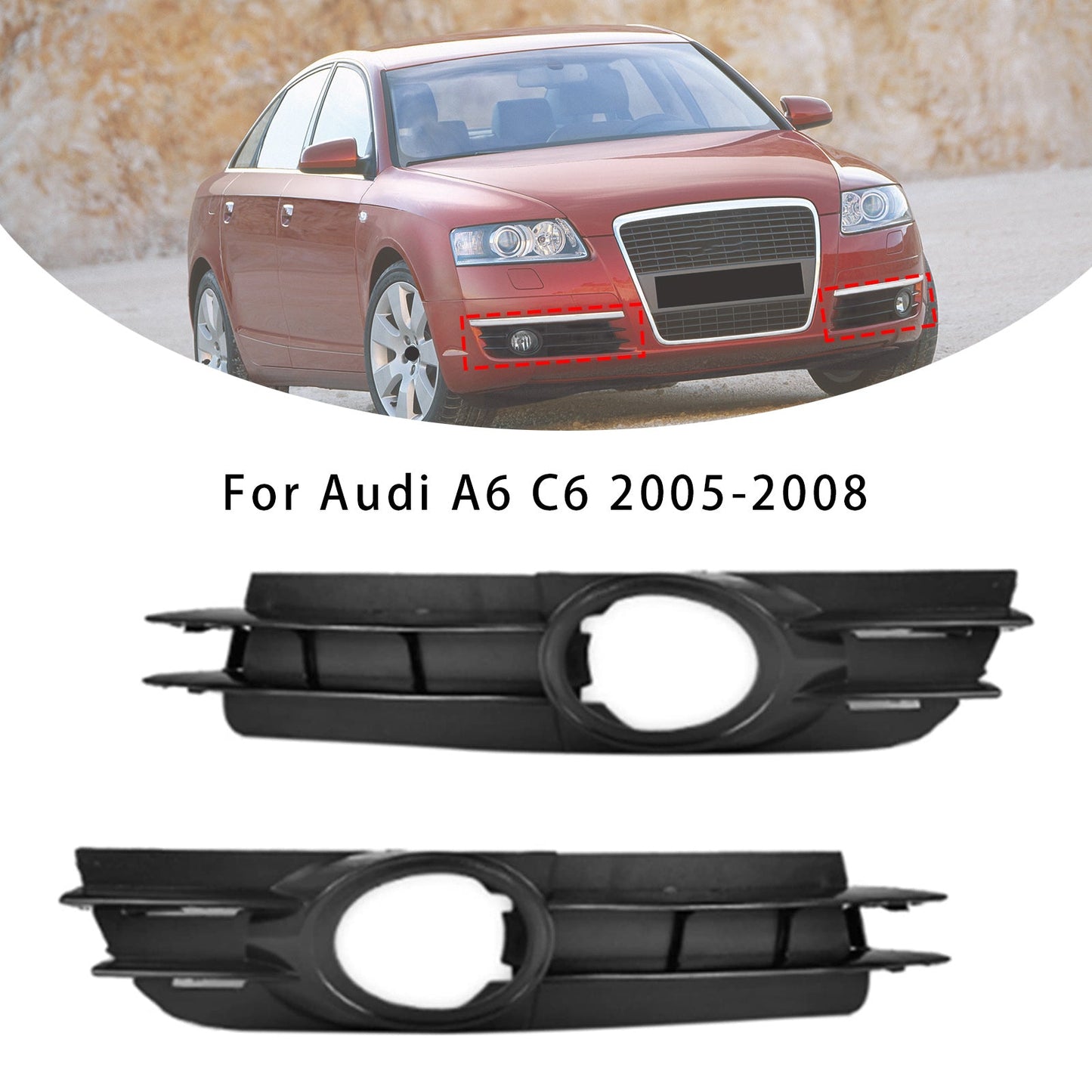 Audi A6 C6 2005-2008, coppia di griglie fendinebbia 4F0807681A 4F0807682A