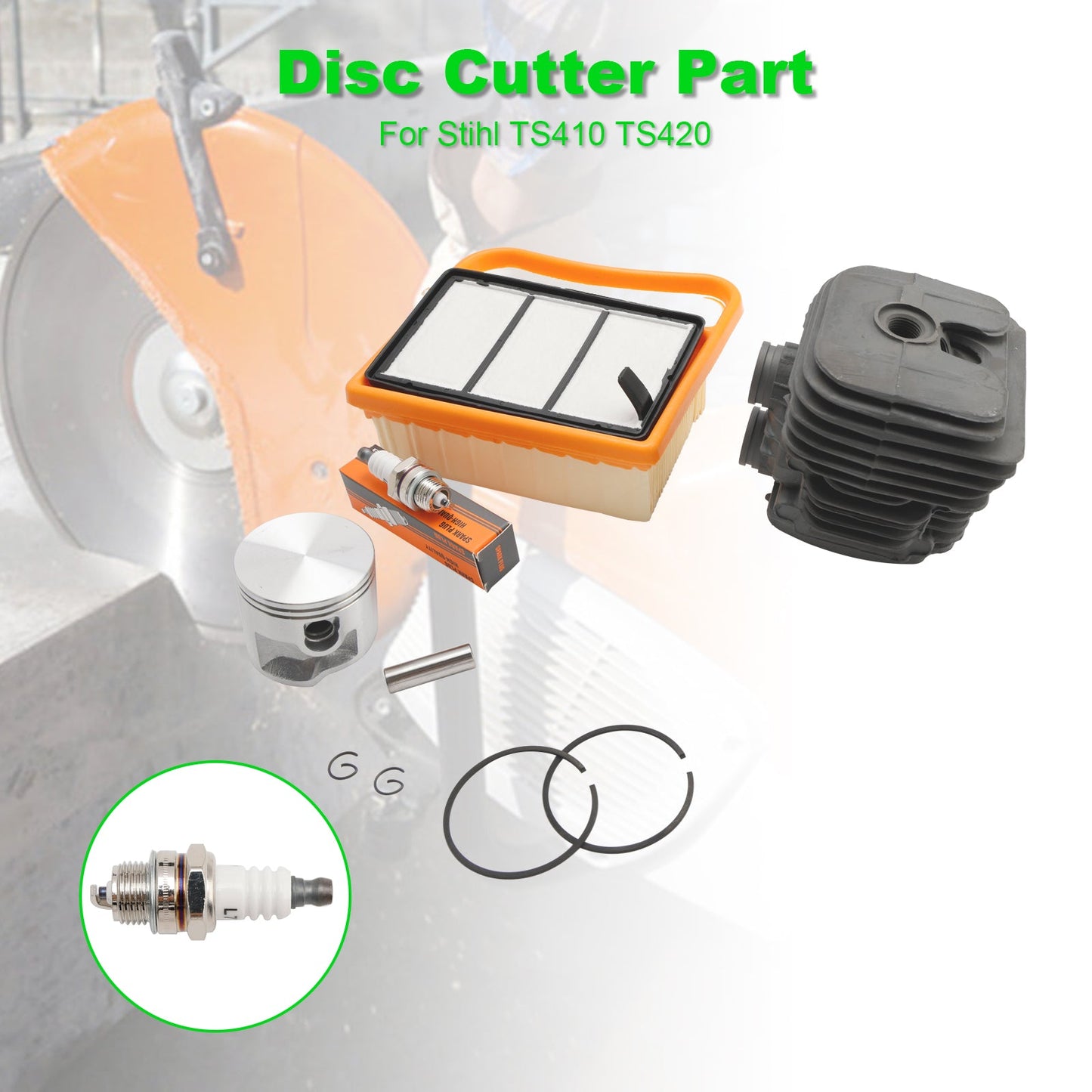 Kit di manutenzione cilindro pistone Stihl TS410 TS420 con filtro aria 4238 020 1202