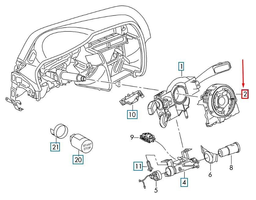 Modulo molla orologio sensore angolo sterzata Volkswagen e-Golf 2014-2021 5Q0953549E