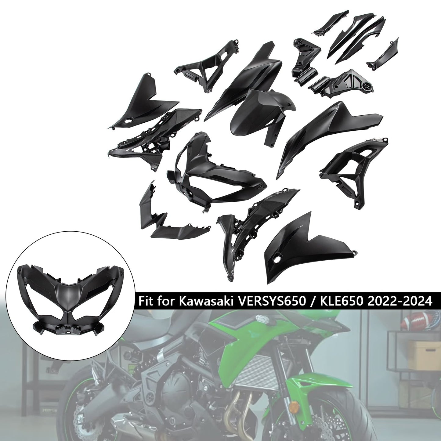 Kit carenatura carrozzeria ABS iniezione per Kawasaki VERSYS 650 KLE 2022-2024 07#