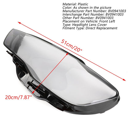 Per Audi A3 2013-2016 Chiaro Copertura faro Lente faro 8V0941004 8V0941003