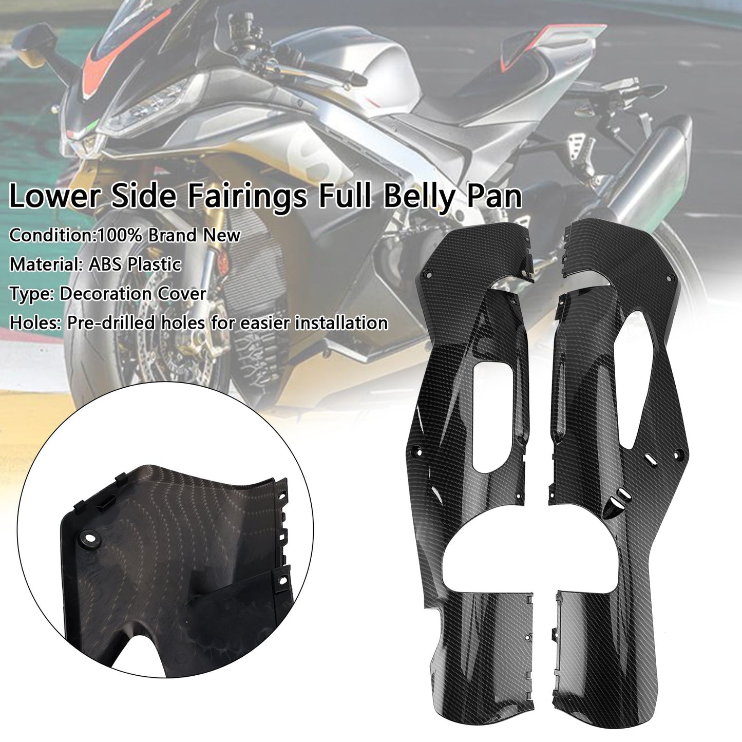 Carene laterali inferiori Aprilia RSV4 2021-2024, piastra di copertura completa della carenatura