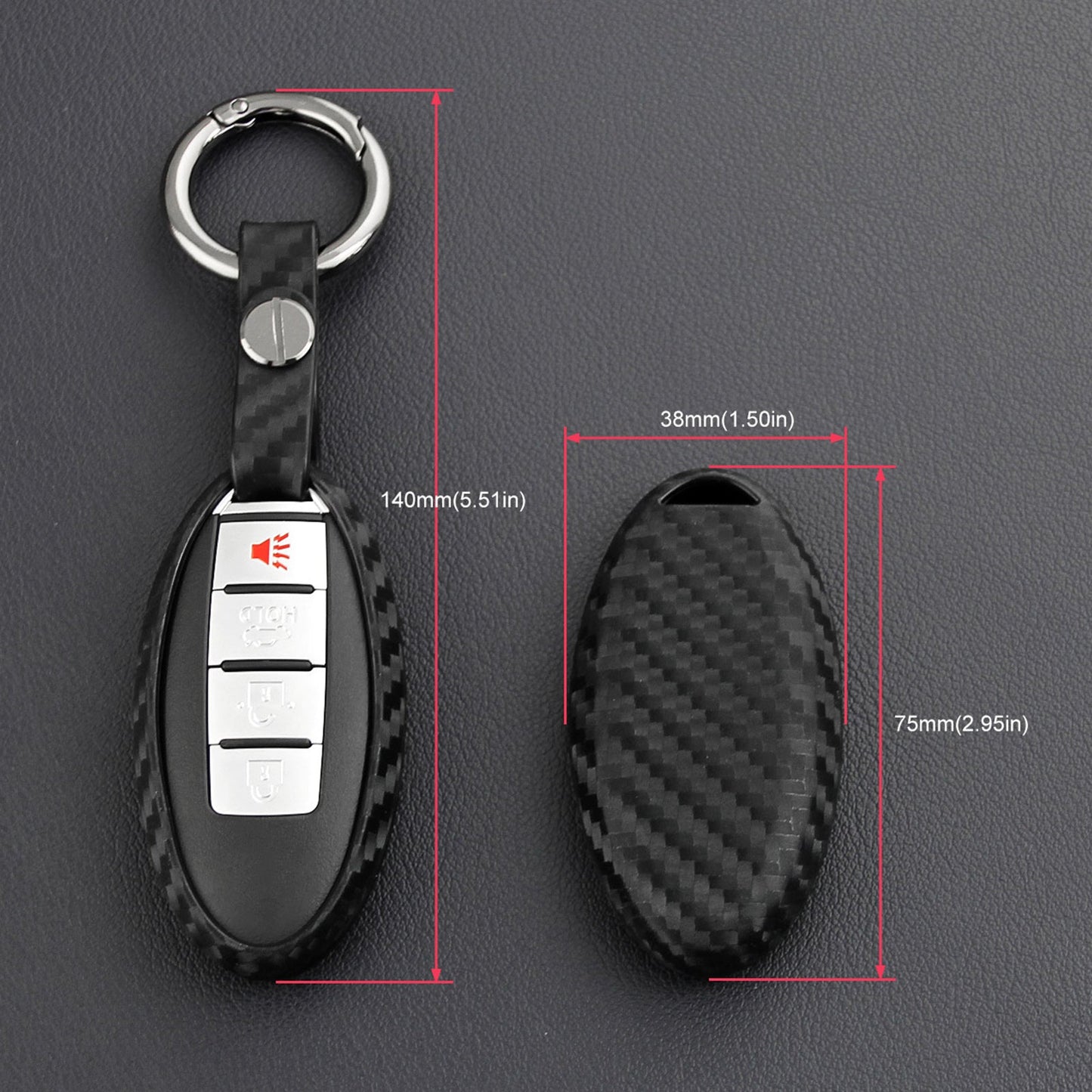 Custodia in pelle e silicone per chiave auto con fibbia per Nissan
