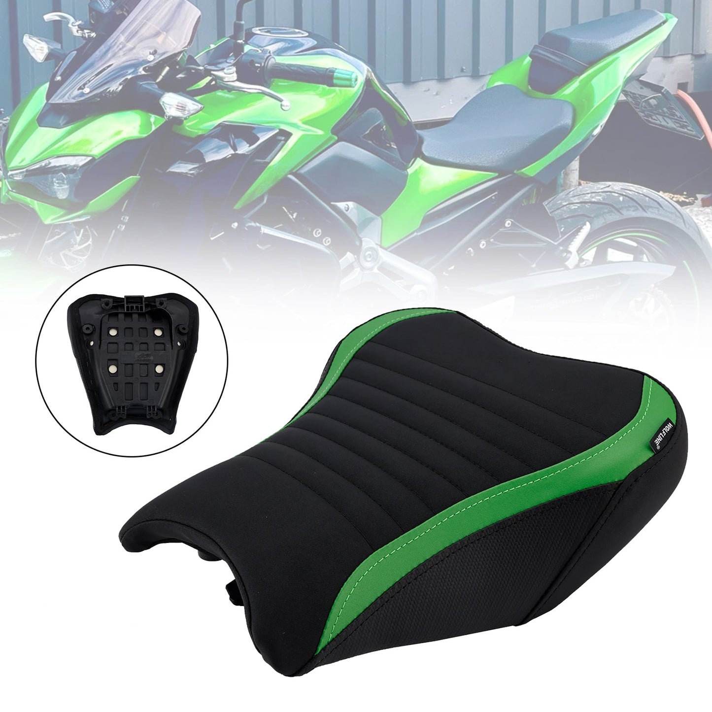 Cuscino anteriore e posteriore per sella pilota/passeggero Kawasaki Ninja Z900, colore verde, compatibile con modelli dal 2017 al 2024.
