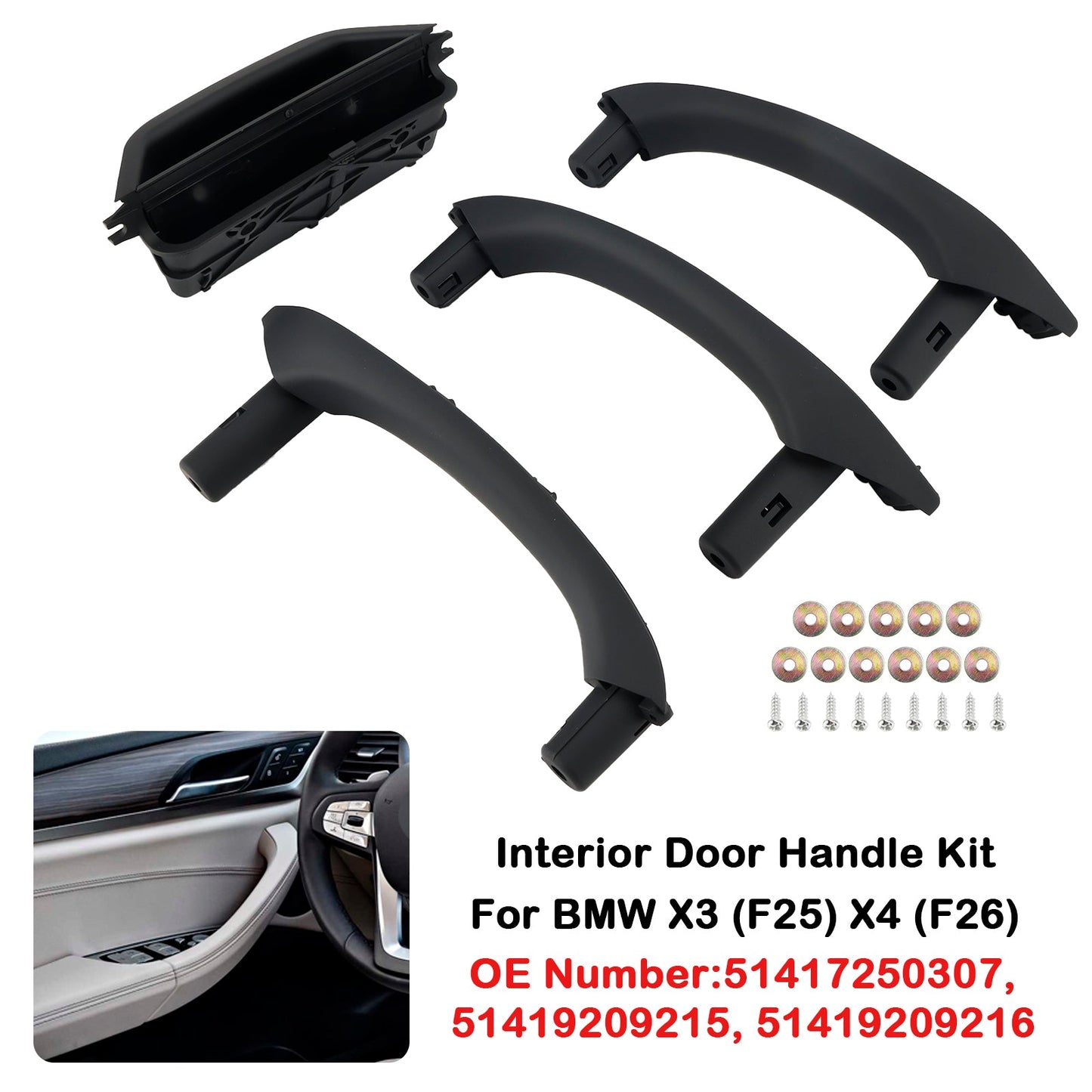 Kit maniglia interna porta nera 51417250307 per BMW X3 (F25) X4 (F26)