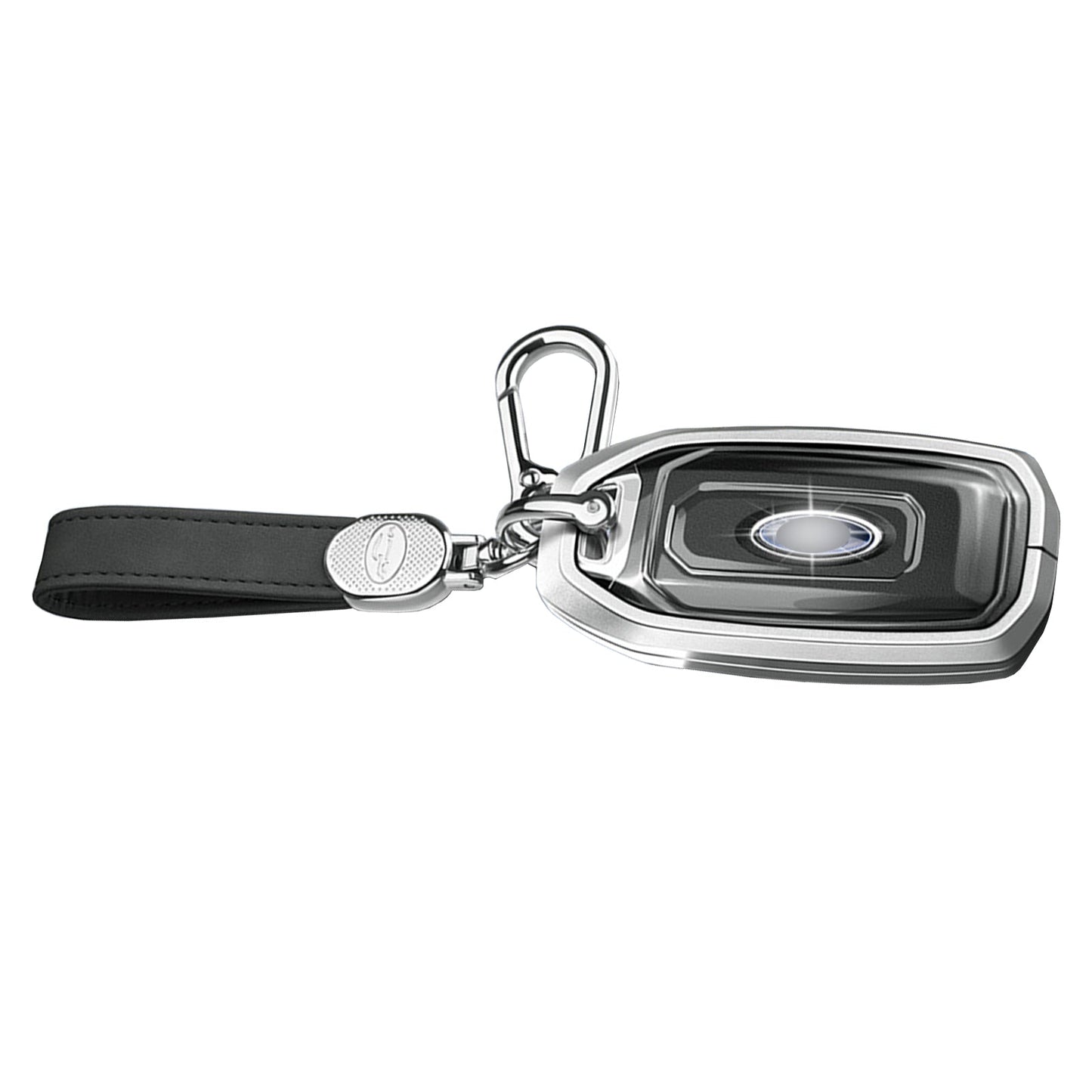 Custodia per chiave auto in TPU argentato in lega di alluminio con fibbia per Ford