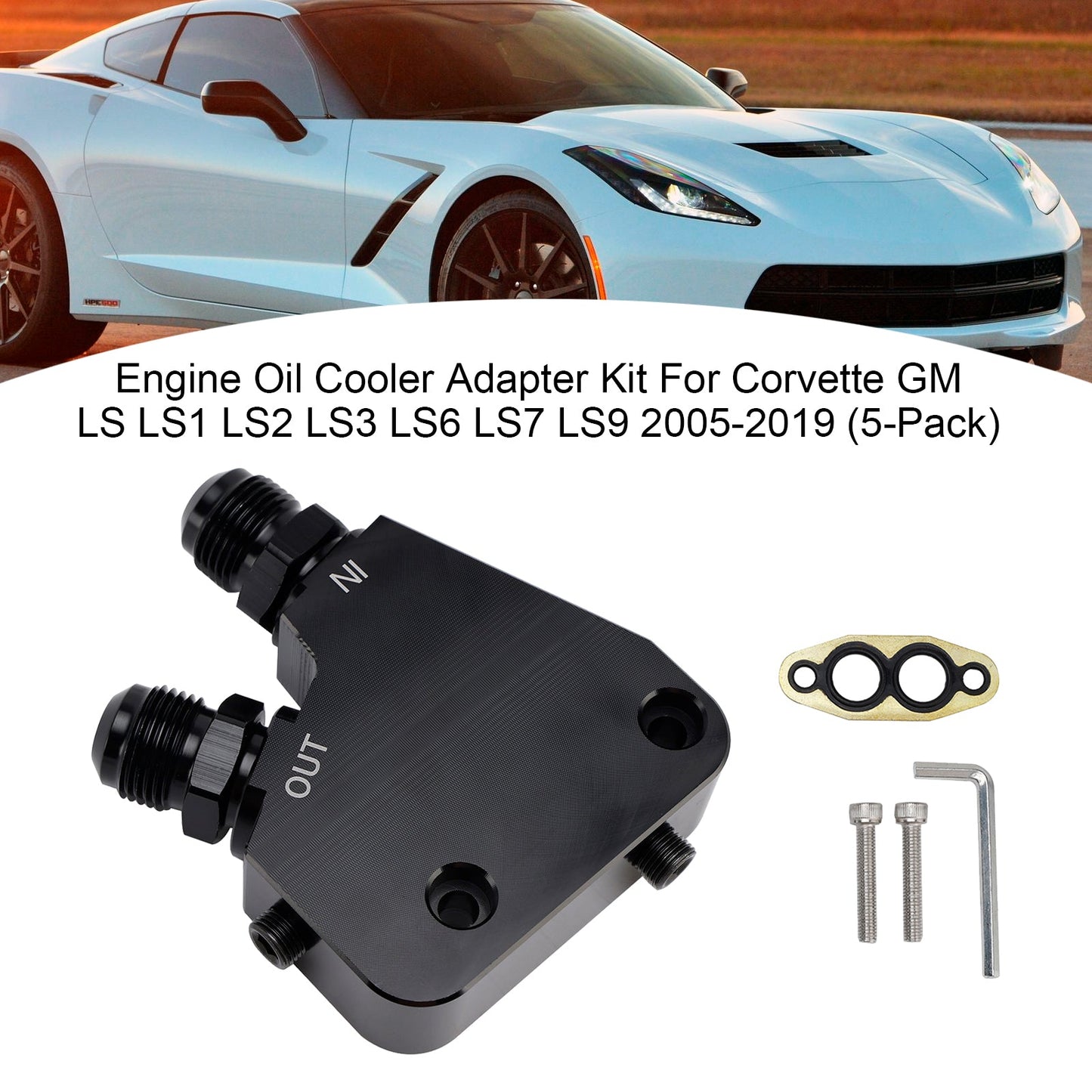 Kit adattatore per radiatore dell'olio motore Corvette GM LS LS1 LS2 LS3 LS6 (confezione da 5) 2005-2019