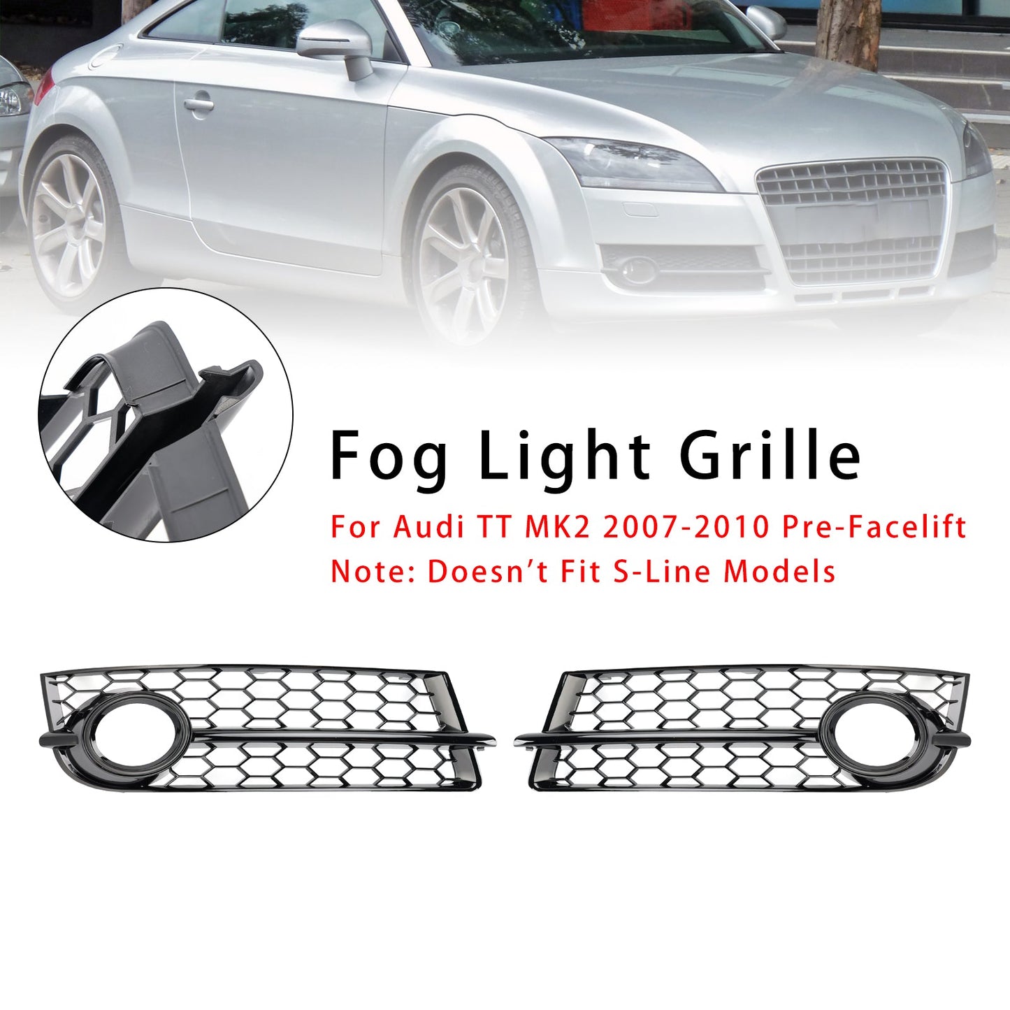 Griglia di copertura fendinebbia Audi TT MK2 2007-2010 2 pezzi 8J0807682