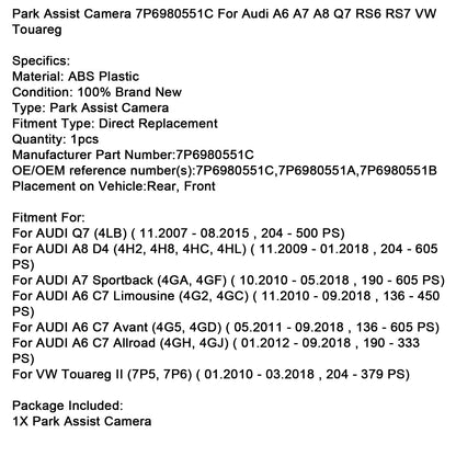 11.2009-01.2018 AUDI A8 D4 4H2, 4H8, 4HC, 4HL 204 605 CV Telecamera di assistenza al parcheggio 7P6980551C 7P6980551A