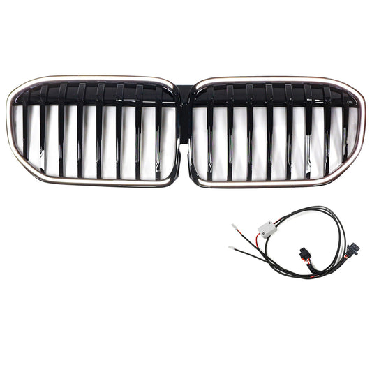 Griglia anteriore nera lucida a lamelle singole BMW Serie 7 G12 passo lungo 2019-2022