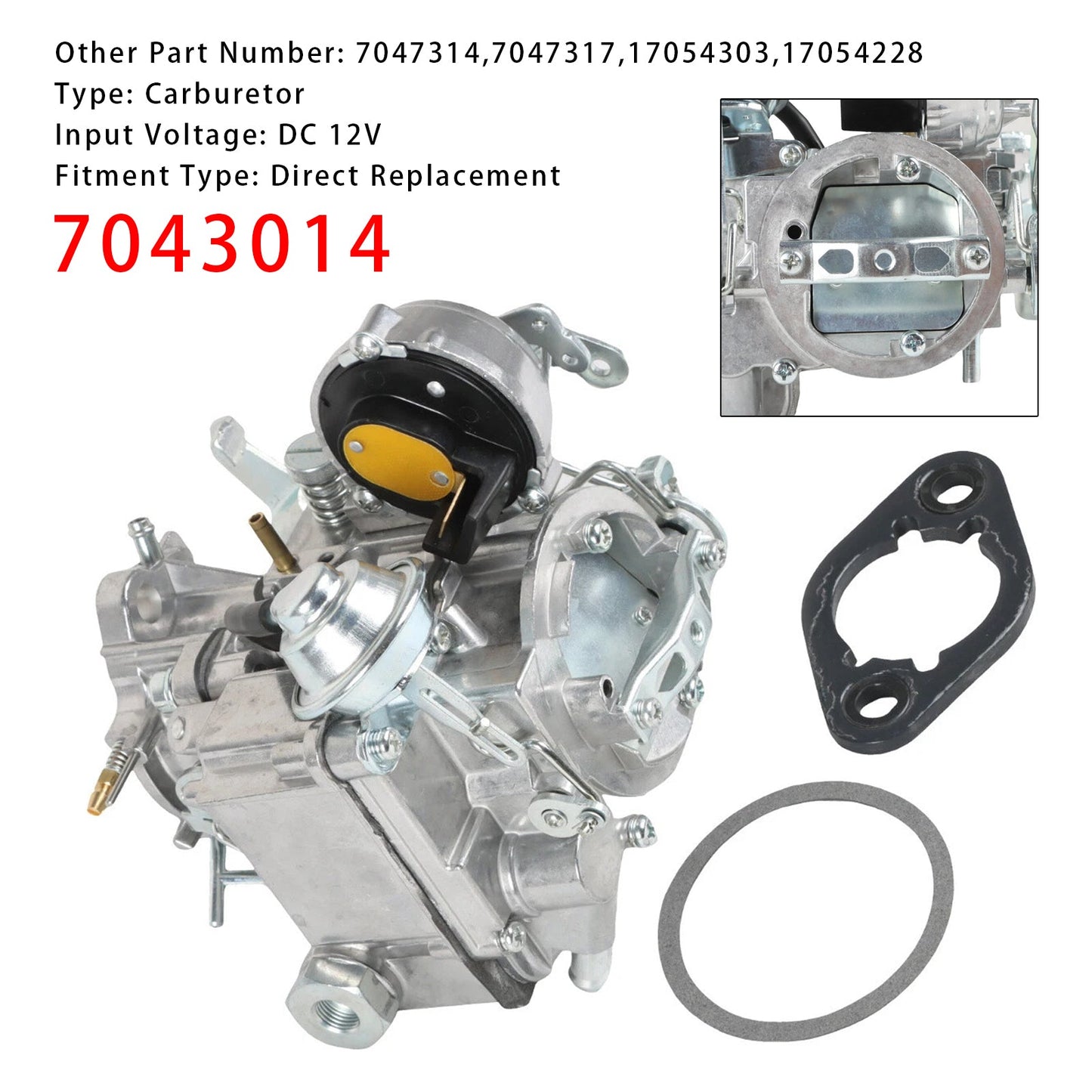 Carburatore con guarnizioni 7043014 per motori Chevy e GMC L6 - 4.1L 250 e 4.8L 292
