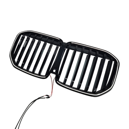 Griglia paraurti anteriore a linea singola nera con LED per BMW X7 G07 2023-2026