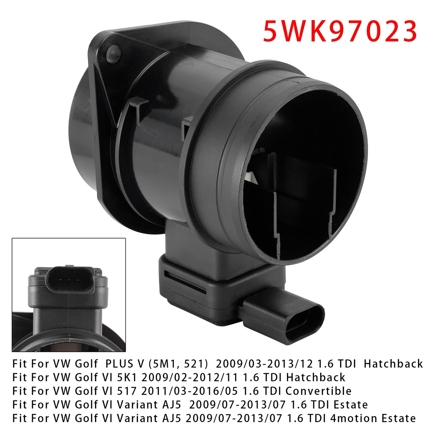 Sensore del flusso d'aria di massa per VW Golf VI Audi A1 Seat Leon 1.6TDI 5WK97023