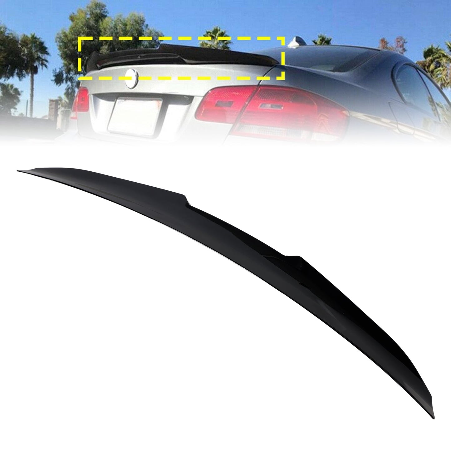 Spoiler posteriore nero lucido per BMW Serie 3 E92 06-13 Coupé PSM Style