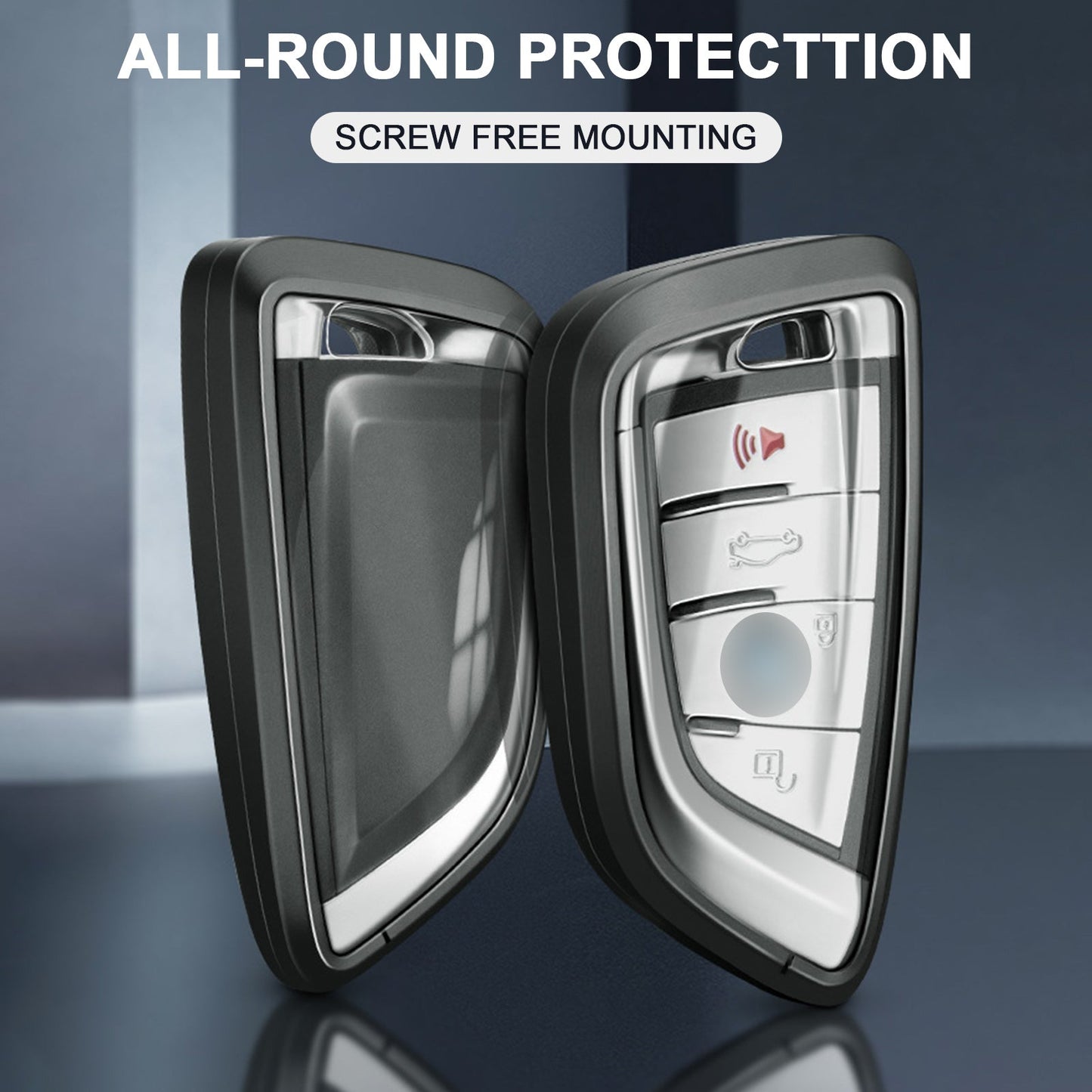 Custodia per chiave auto in TPU nero in lega di alluminio con fibbia per BMW X3 X1 X5