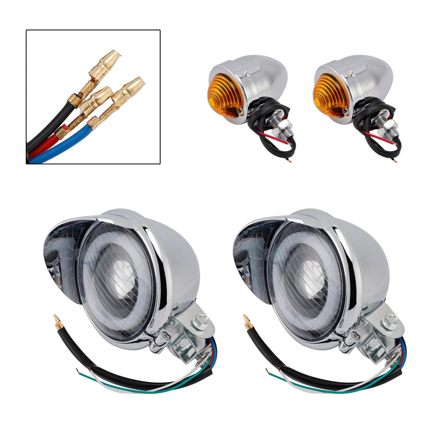 Faro fendinebbia cromato personalizzato per moto #D17 per Bobber Chopper da corsa