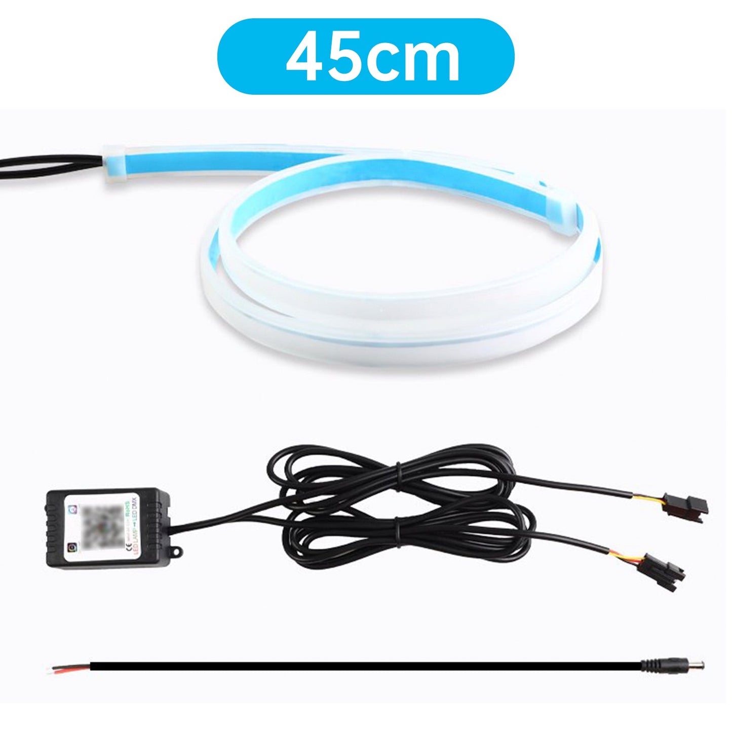 Striscia di luce iridescente per fari a LED per auto ultrasottili con controller APP da 45 cm