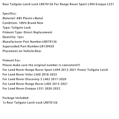 Serratura portellone posteriore Land Rover Velar L560 2018-2023 LR070126