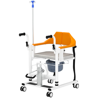 Sedia per pazienti allargata Sedia a rotelle idraulica per trasferimento Sedia a rotelle con sedile diviso a 180°