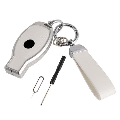 Custodia in pelle, lega, alluminio e TPU per chiave auto Benz GLC GLK CLS, colore bianco