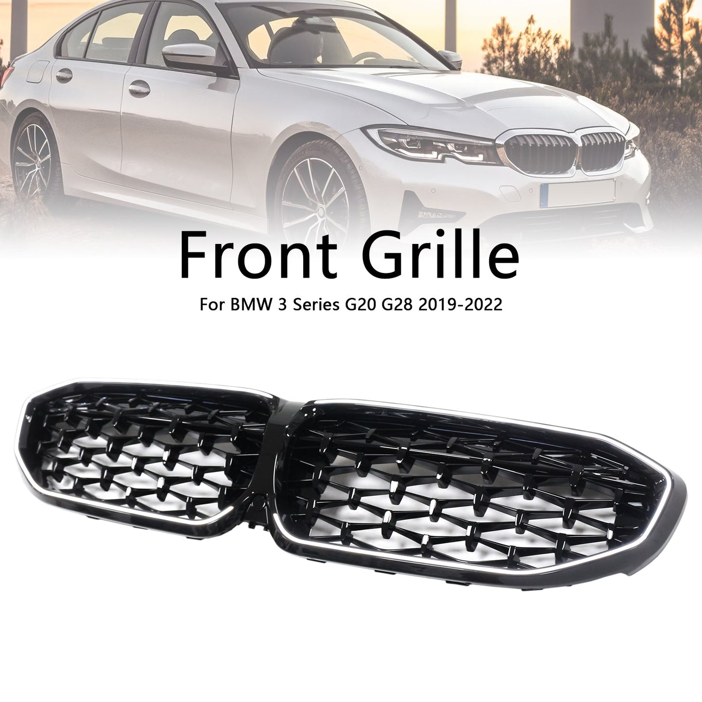 2019-2022 BMW Serie 3 G20 manca griglia a doppio rene diamantata 51138072085