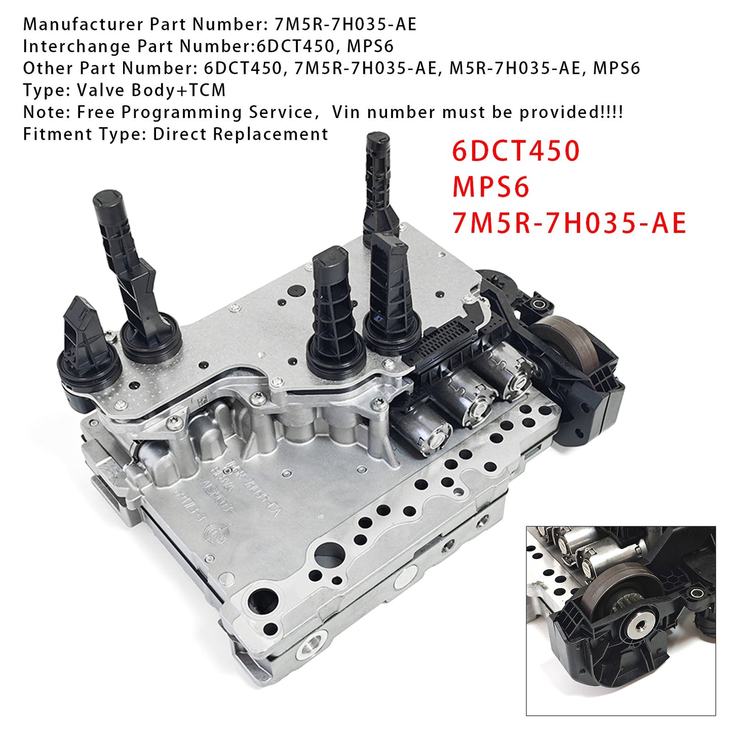 6DCT450 MPS6 7M5R-7H035-AE Corpo valvola meccatronico di trasmissione + TCM per Ford