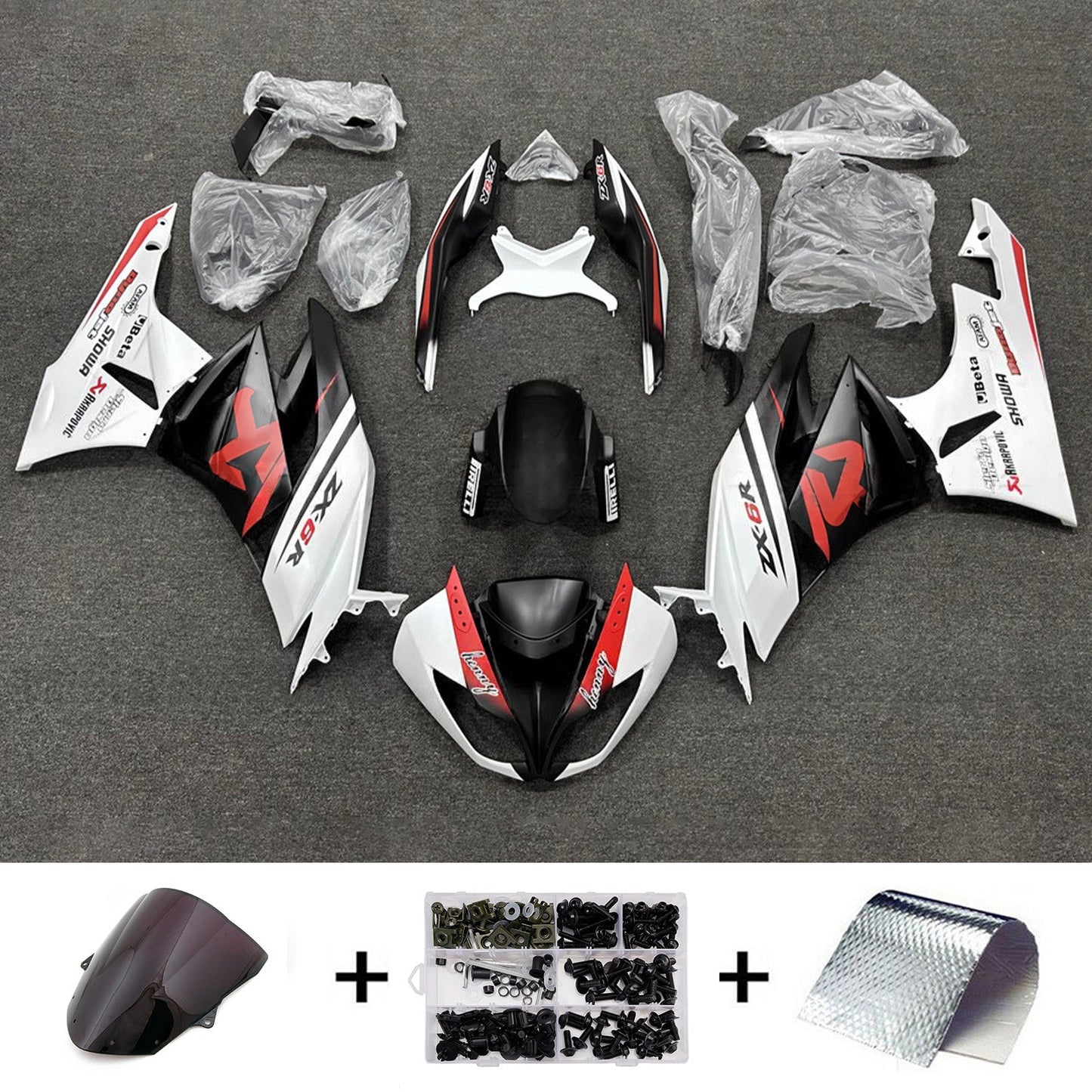 Kit carenatura iniezione in plastica ABS adatto per Kawasaki ZX6R 636 2009-2012