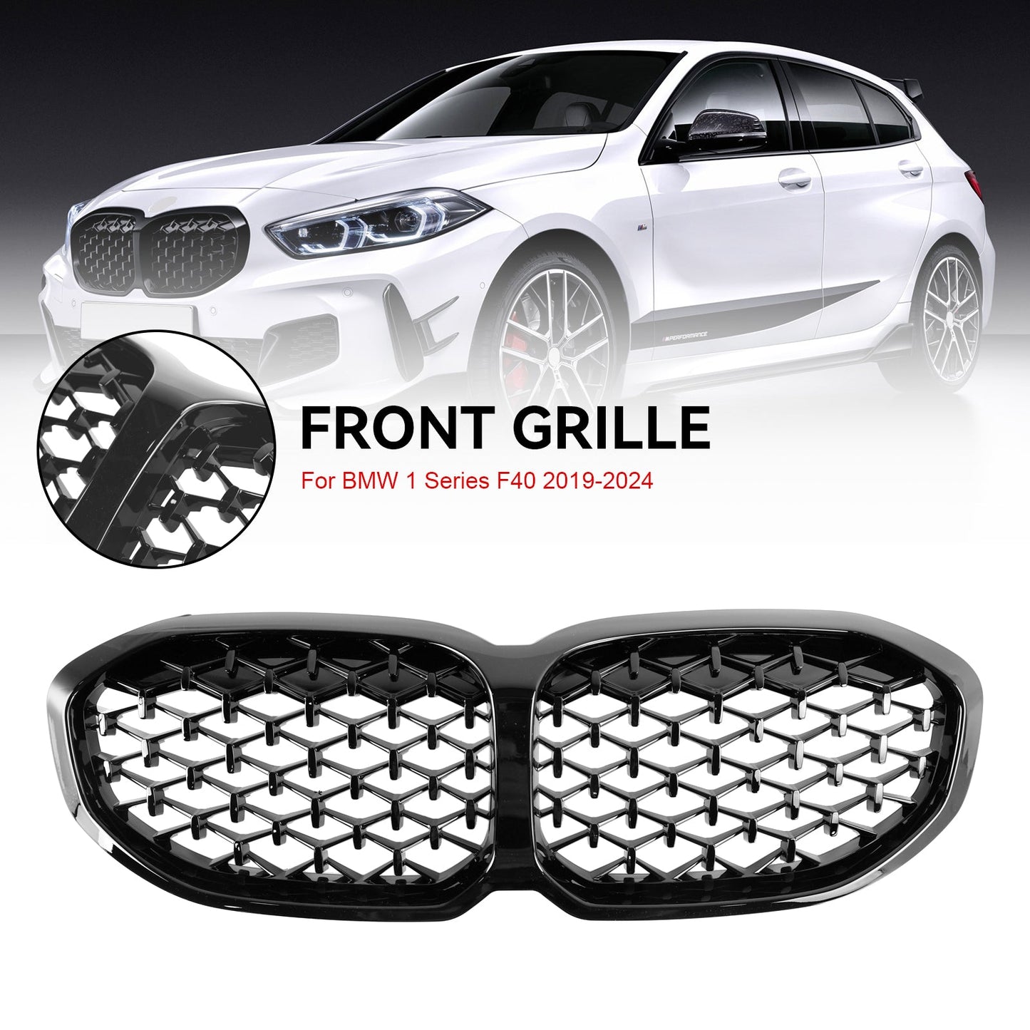 Griglia a rene anteriore BMW Serie 1 F40 Gloss Black Diamond 2019-2024