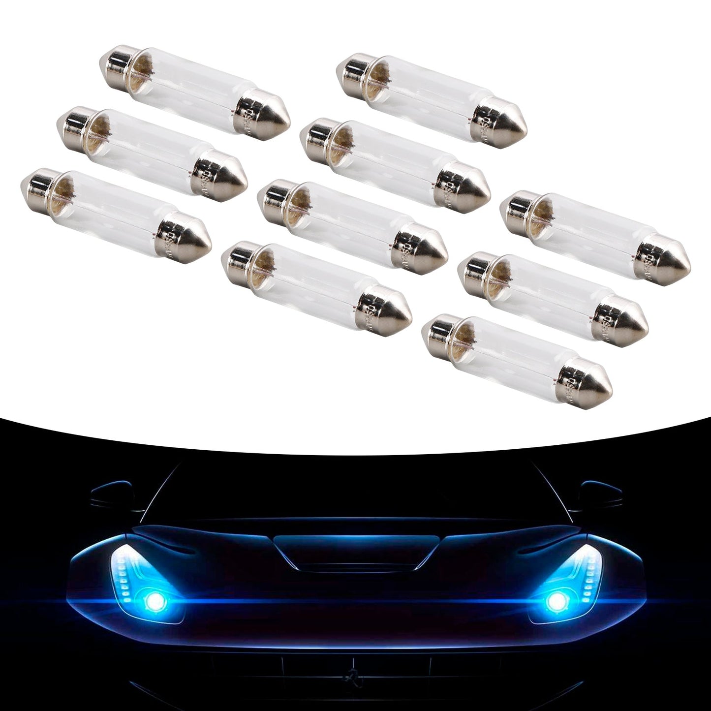 10 lampadine tubolari per auto C5W SV8.5 6421 24V 3W per OSRAM