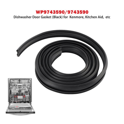 Guarnizione per porta lavastoviglie WP9743590/9743590 (nera) per Kenmore KitchenAid ecc.