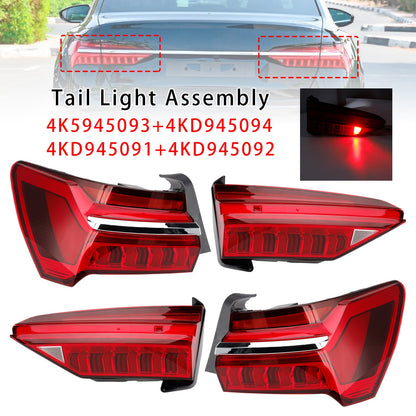 2019-2023 Per Audi A6 C8 4 pezzi Gruppo fanale posteriore a LED sinistro, destro, esterno e interno
