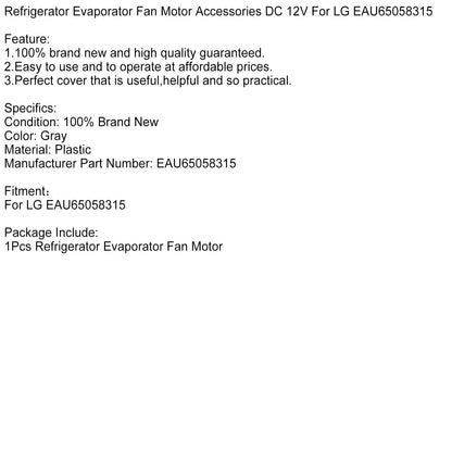 Accessori per motore ventola evaporatore frigorifero DC 12V per LG EAU65058315