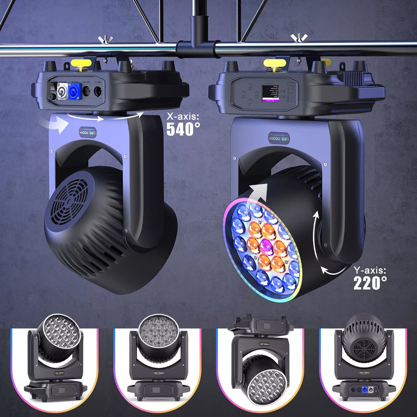 19X20W LED Zoom Testa Mobile Luce Palco RGBW DMX Fascio Wash Illuminazione DJ