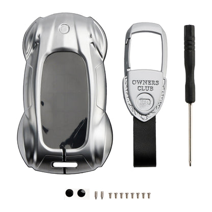 Custodia in lega di pelle e zinco per chiave auto argentata per Lexus ES260h/RX350h/LS500h