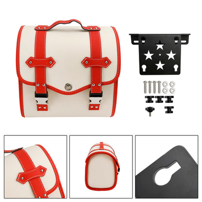 Set di borse laterali a sgancio rapido con staffa, colore bianco, per riporre bagagli su moto.
