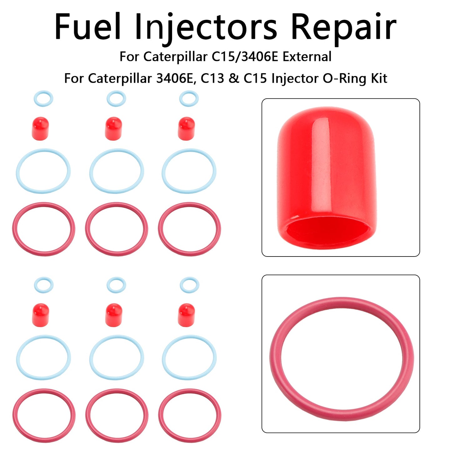 Kit guarnizioni O-ring per iniettori di carburante esterni CAT C15/3406E 6 pezzi, adatti per Caterpillar 2481394 248-394 189-5390 1895390