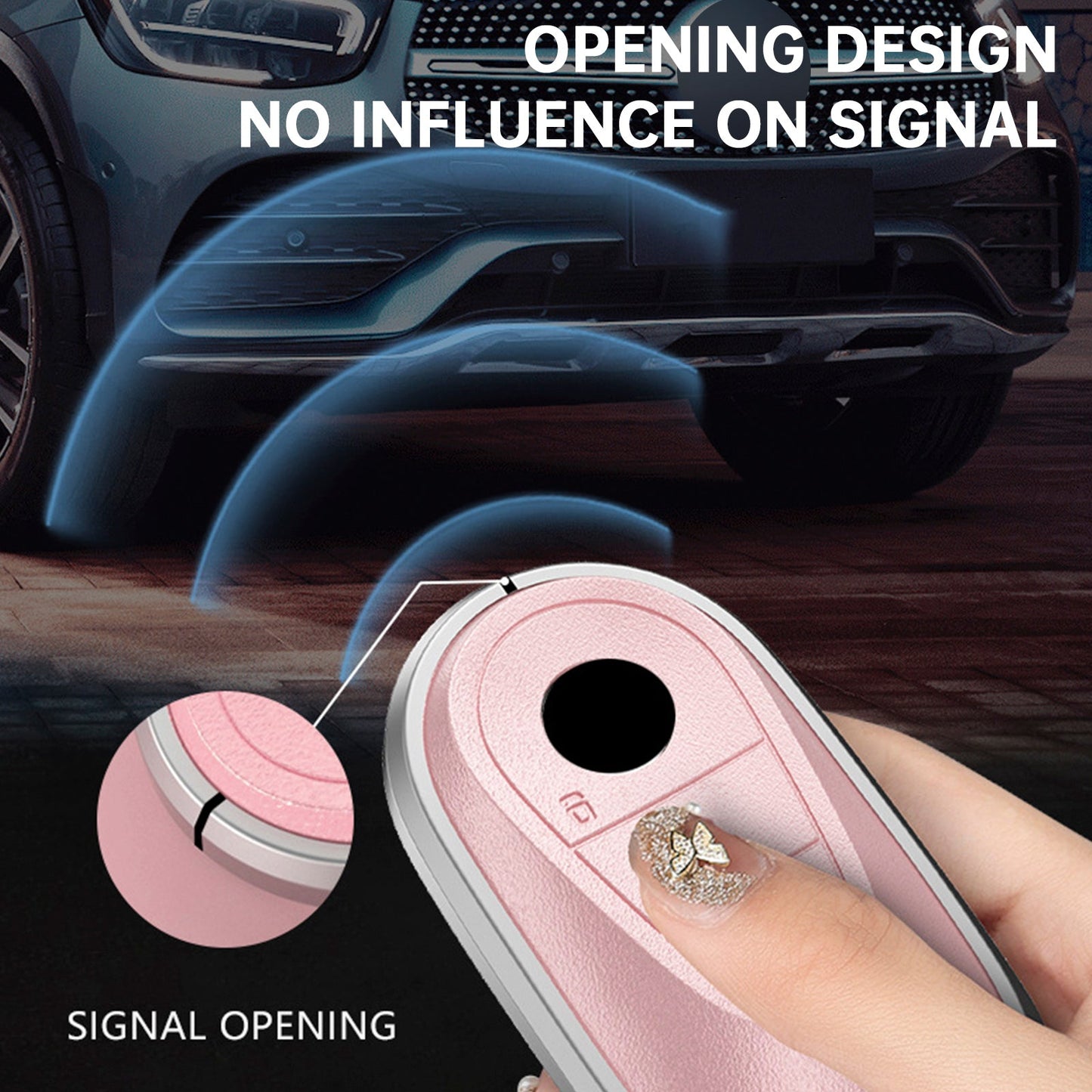 Custodia in pelle, lega, alluminio e TPU per chiave auto Benz GLC GLK CLS, colore bianco
