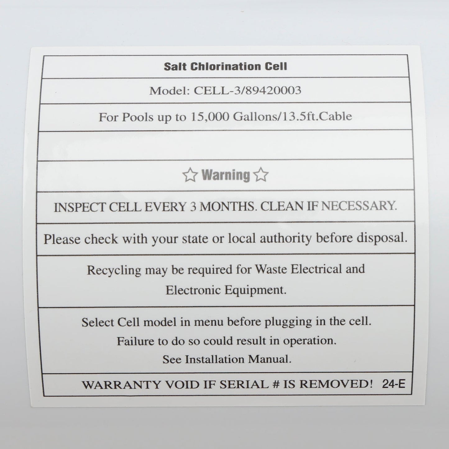 Cella di clorazione del sale TurboCell W3T-Cell-3 per Hayward fino a 15000 galloni