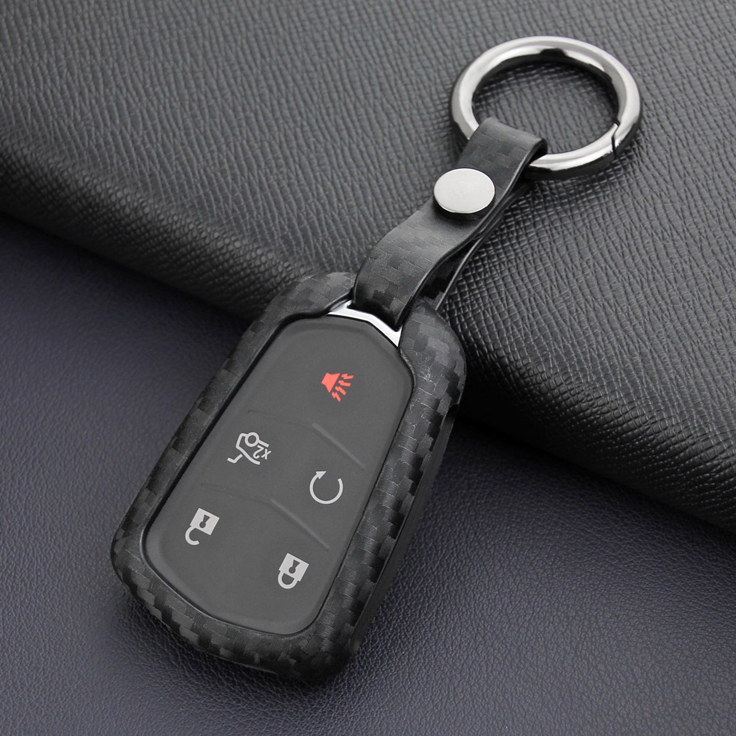 Custodia in pelle e silicone per chiave auto con fibbia per Cadillac