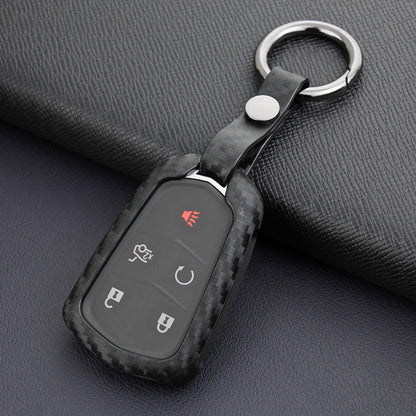 Custodia in pelle e silicone per chiave auto con fibbia per Cadillac