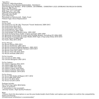 Coppia di luci fendinebbia diurne a LED per Nissan Frontier 2005-2019 84501AJ00A