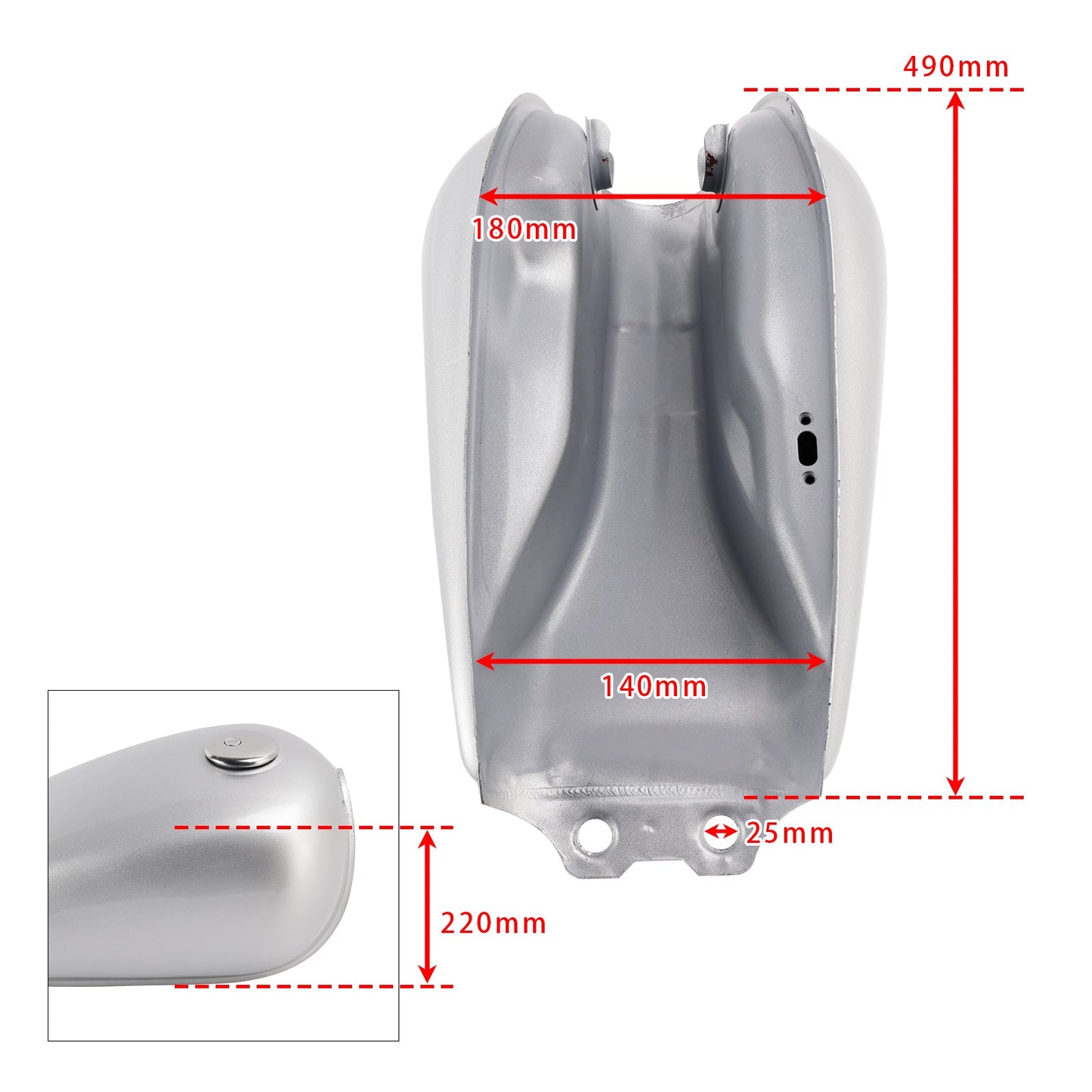 Serbatoio carburante Cafe Racer 9L / 2,4 Gal per Suzuki GN125 GN 125 250 - Argento